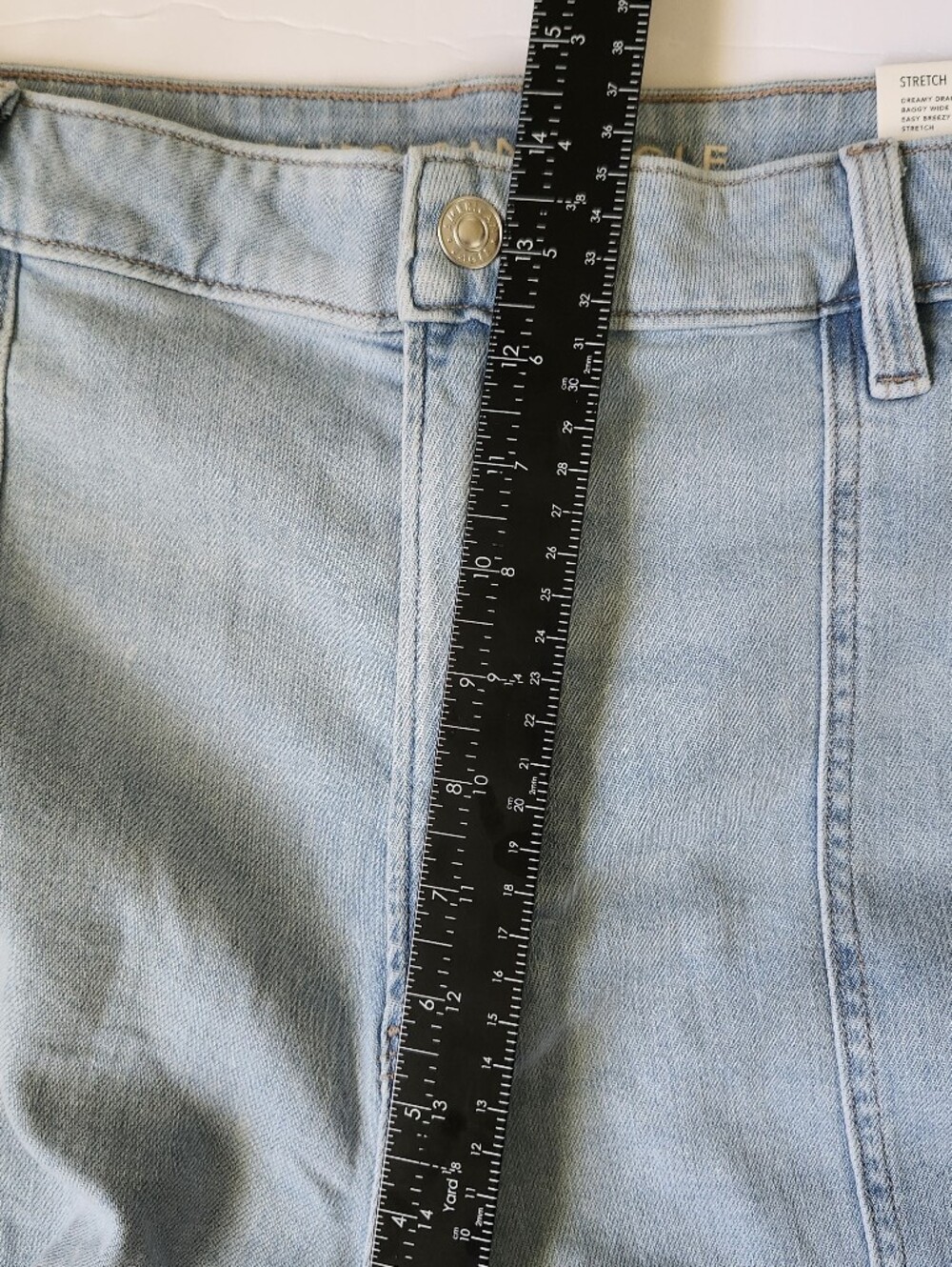 American Eagle High Rise Baggy Wide Leg Womens 20 Dreamy Drape Stretch Light Was - Picture 11 of 14